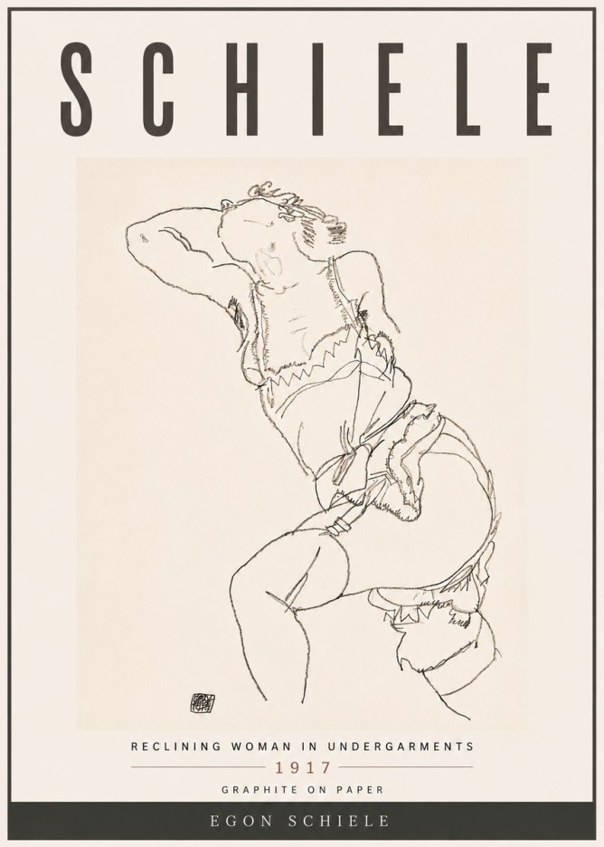 Schiele Reclining Woman in Undergarments No6 - Plakat