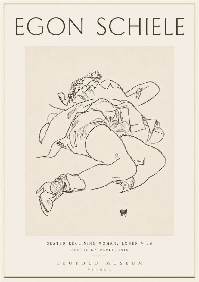 Schiele Seated Reclining Woman, Lower View No4 - Plakat