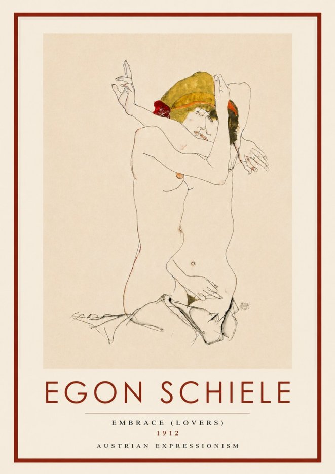 Schiele Embrace (Lovers) No3 - Plakat