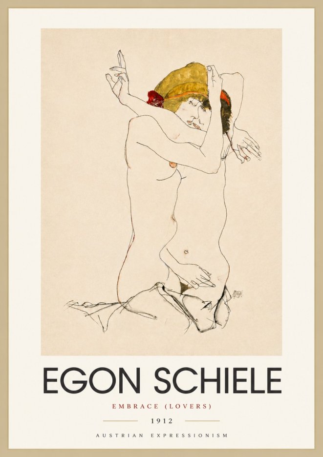 Schiele Embrace (Lovers) No4 - Plakat