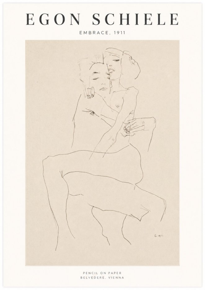 Schiele Embrace, 1911 No1 - Plakat