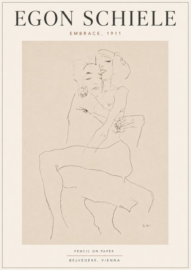 Schiele Embrace, 1911 No5 - Plakat