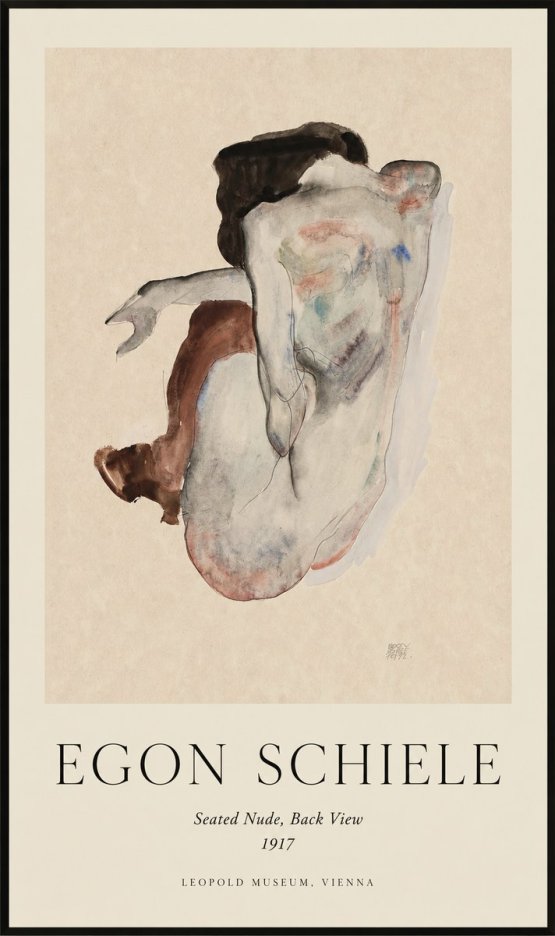 Schiele Seated Nude, Back View No1 - Plakat