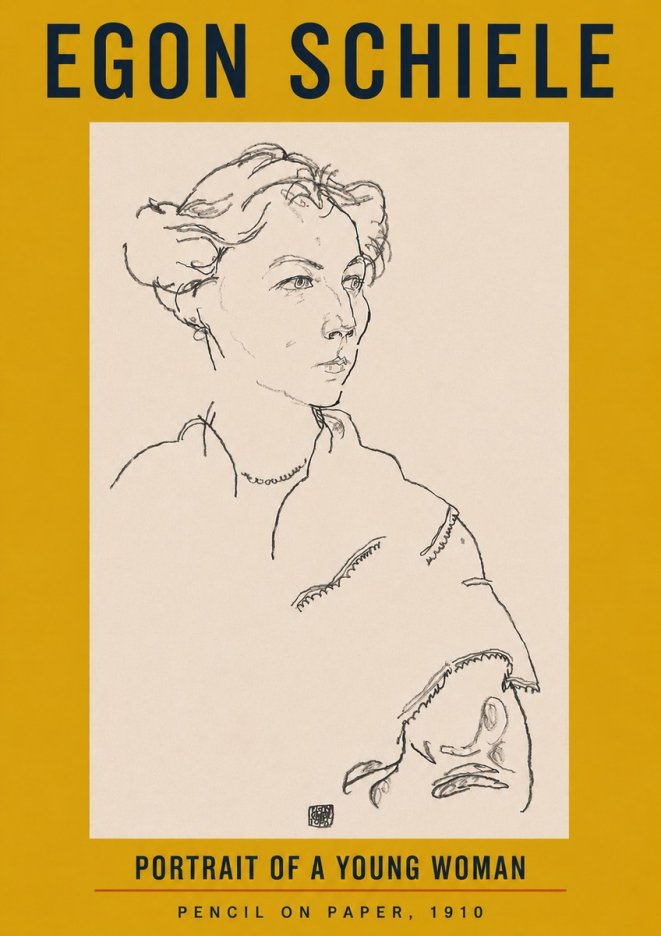 Schiele Portrait of a Young Woman No4 - Plakat