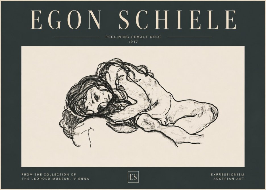 Schiele Reclining Female Nude No6 - Plakat