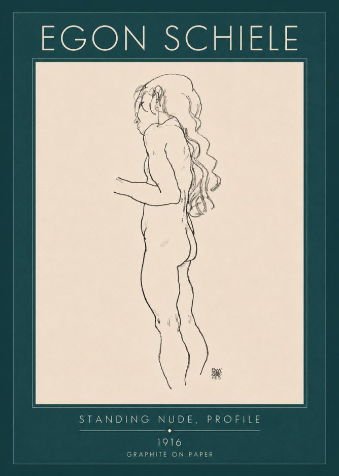 Schiele Standing Nude, Profile No4 - Plakat