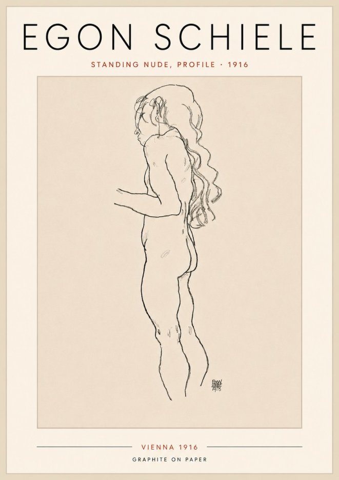 Schiele Standing Nude, Profile No5 - Plakat