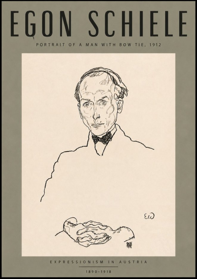 Schiele Portrait of a Man with Bow Tie, 1912 No4 - Plakat