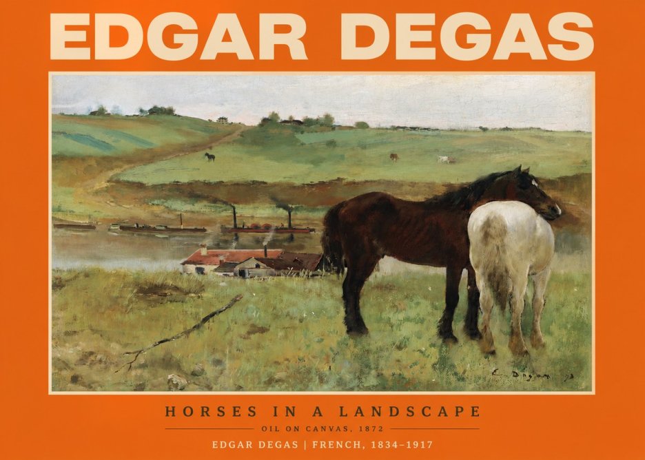 Edgar Degas Horses in a Landscape No2 - Plakat