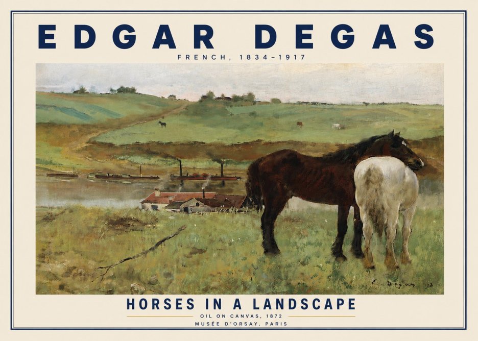 Edgar Degas Horses in a Landscape No4 - Plakat