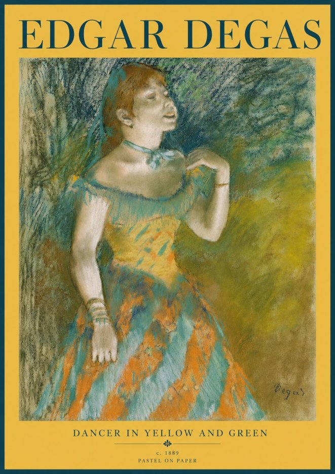 Edgar Degas Dancer in Yellow and Green No5 - Plakat