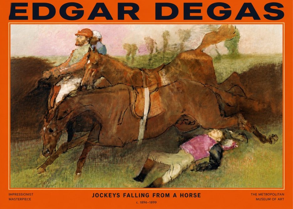 Edgar Degas Jockeys Falling from a Horse No2 - Plakat