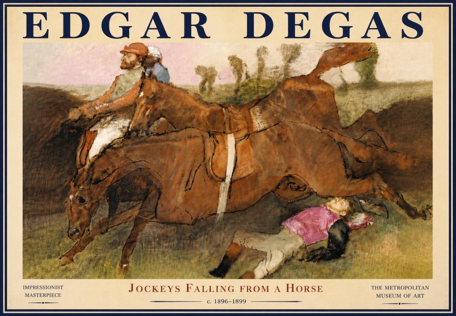 Edgar Degas Jockeys Falling from a Horse No5 - Plakat