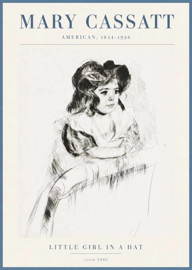Mary Cassatt Little Girl in a Hat No3 - Plakat