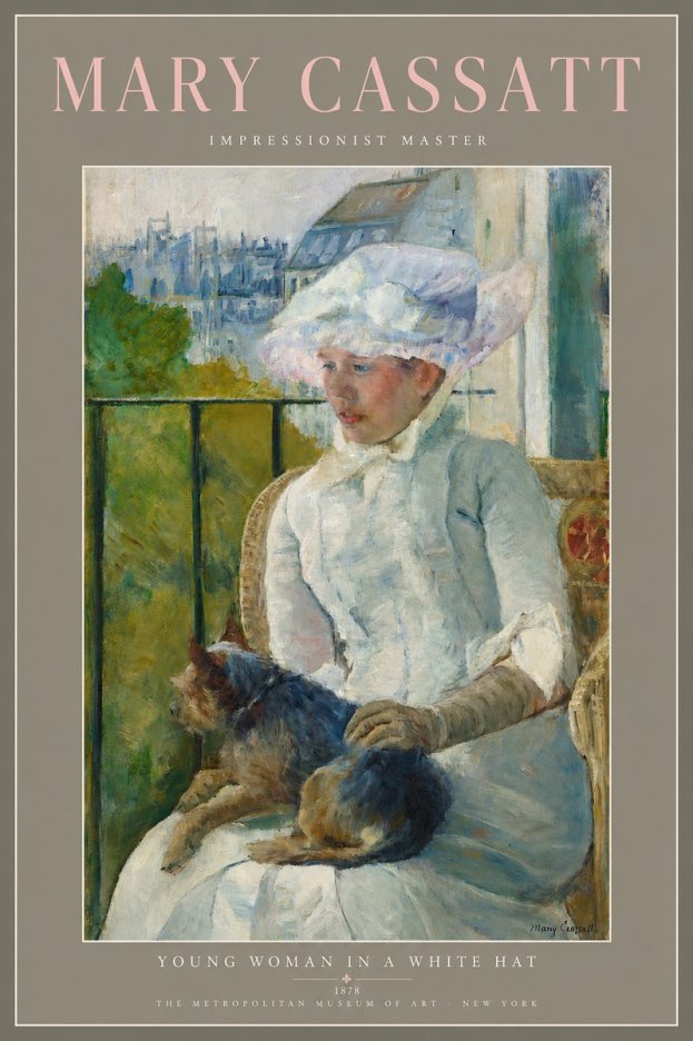 Mary Cassatt Young Woman in a White Hat No2 - Plakat