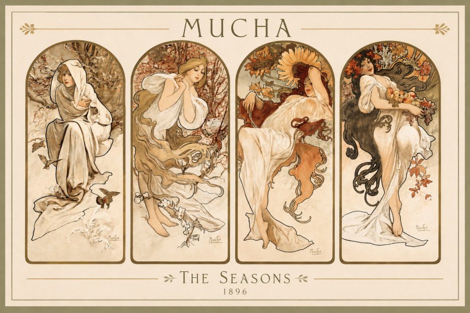 Mucha The Seasons No2 - Plakat