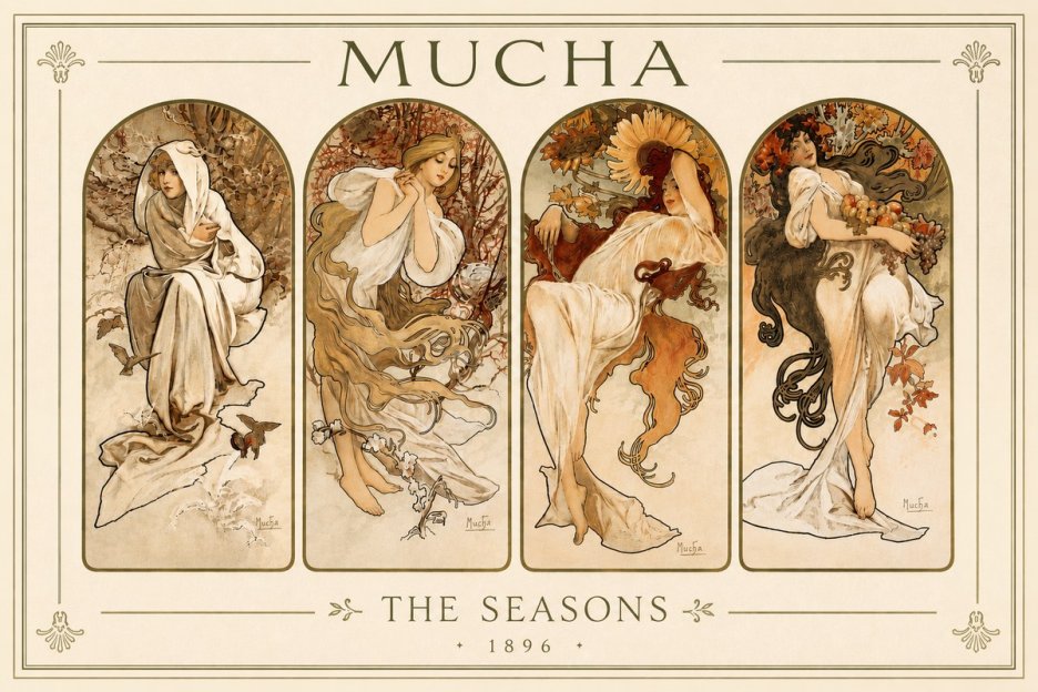 Mucha The Seasons No5 - Plakat