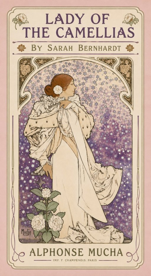 Mucha Lady of the Camellias No4 - Plakat