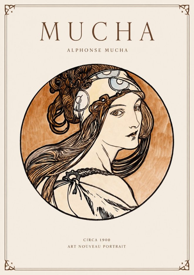 Mucha Art Nouveau Portrait I No1 - Plakat