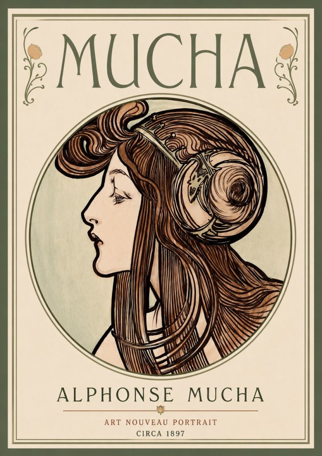 Mucha Art Nouveau Portrait II No6 - Plakat