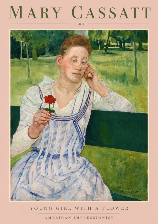 Mary Cassatt Young Girl with a Flower No5 - Plakat
