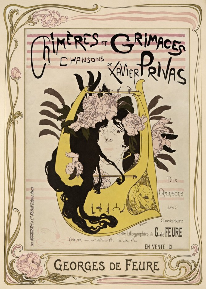 Georges de Feure Chimères Et Grimaces Chansons De Xavier Privas No1 - Plakat