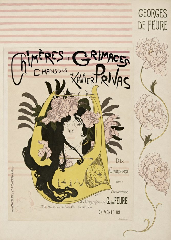 Georges de Feure Chimères Et Grimaces Chansons De Xavier Privas No6 - Plakat