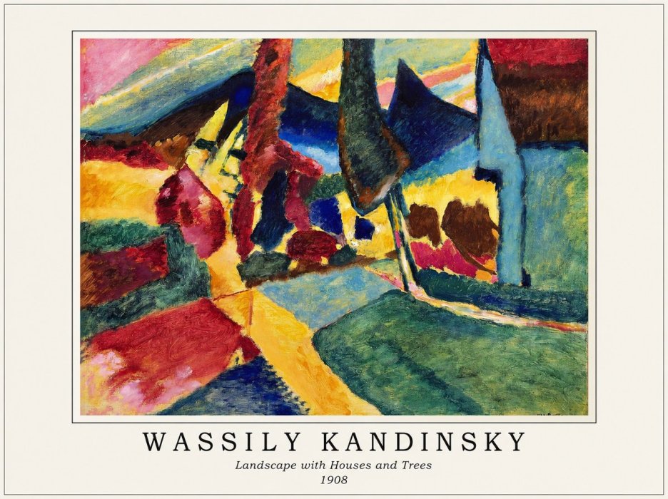 Kandinsky Landscape with Houses and Trees No1 - Plakat