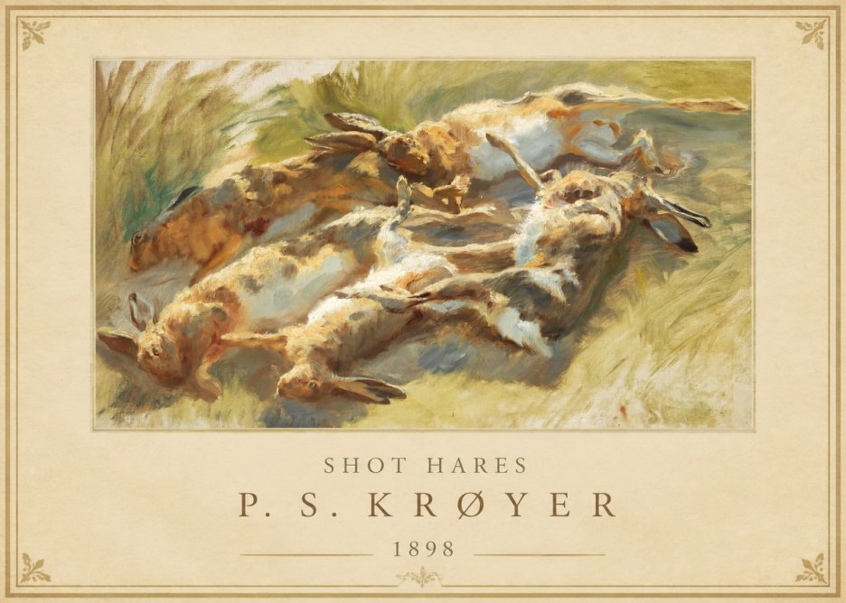 P.S. Krøyer Shot Hares No1 - Plakat