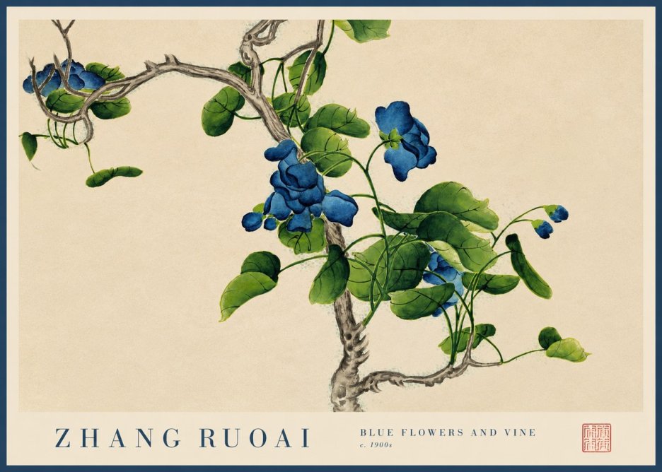 Zhang Ruoai Blue Morning Glories No3 - Plakat