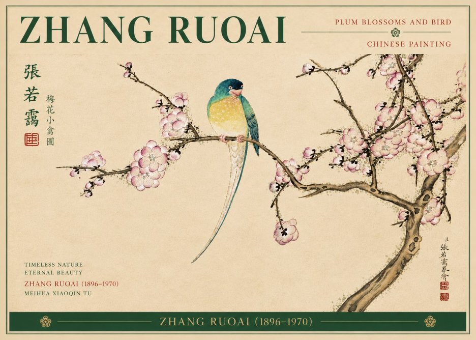 Zhang Ruoai Plum Blossoms and Bird No6 - Plakat