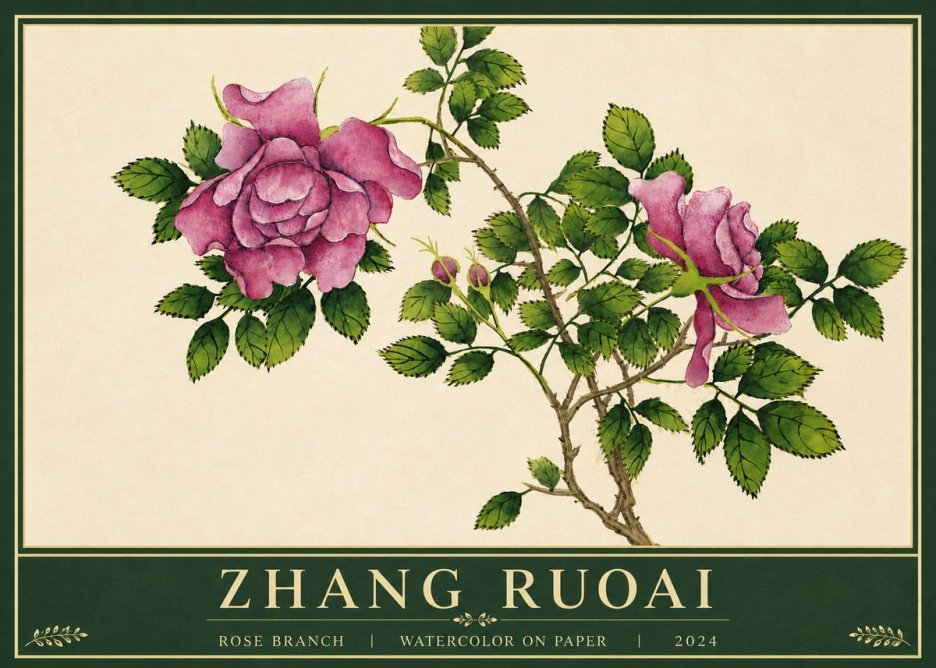 Zhang Ruoai Rose Branch No6 - Plakat