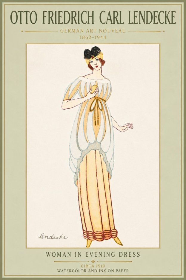Otto Friedrich Carl Lendecke Woman in Evening Dress No5 - Plakat