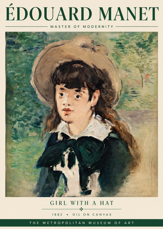 Édouard Manet Girl with a Hat No3 - Plakat
