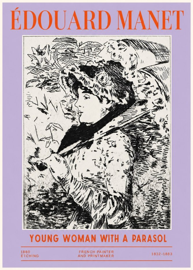 Édouard Manet Young Woman with a Parasol No2 - Plakat