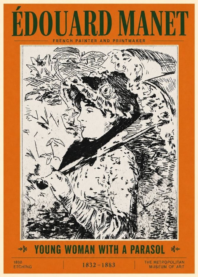 Édouard Manet Young Woman with a Parasol No5 - Plakat