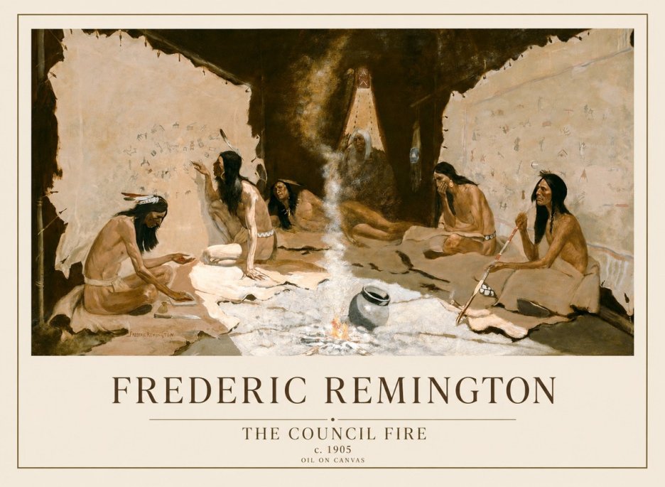 Frederic Remington The Council Fire I No1 - Plakat