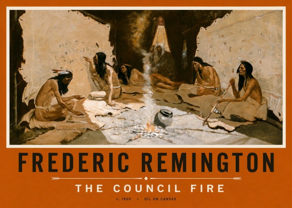 Frederic Remington The Council Fire I No3 - Plakat