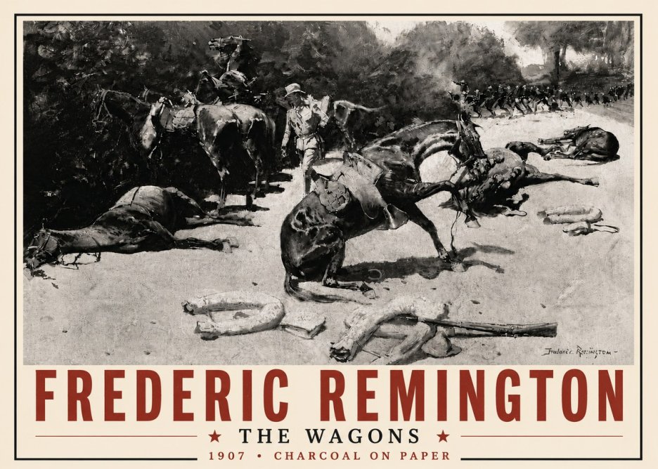 Frederic Remington The Wagons No6 - Plakat