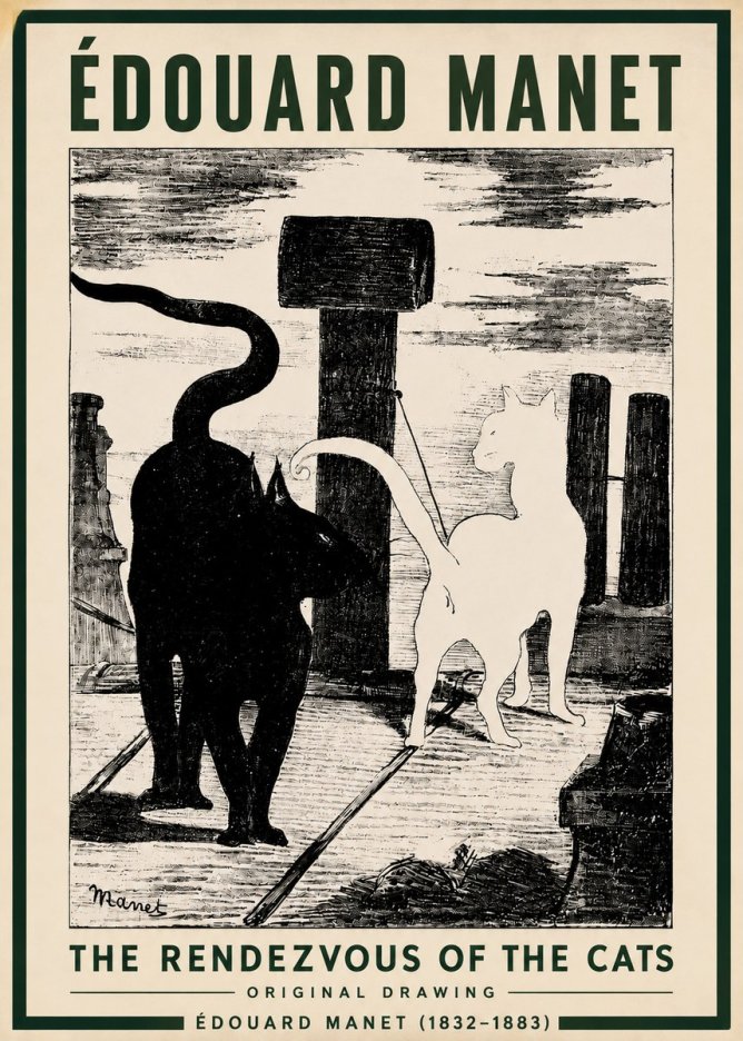 Édouard Manet The Rendezvous of the Cats No3 - Plakat
