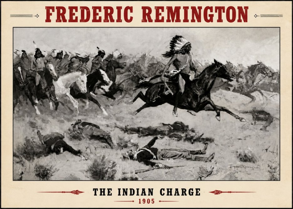 Frederic Remington The Indian Charge No4 - Plakat