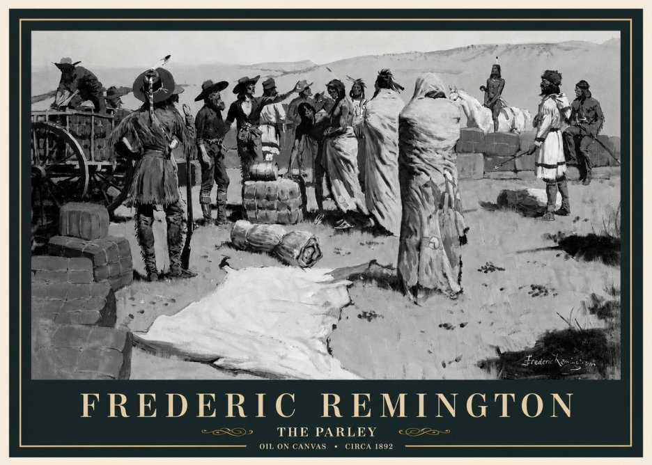 Frederic Remington The Parley No3 - Plakat