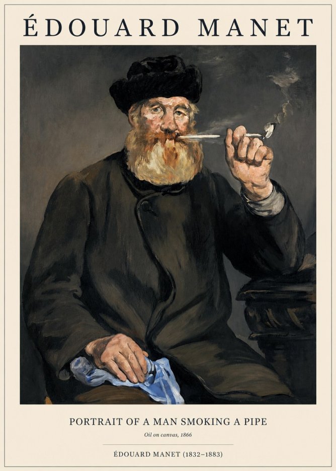 Édouard Manet Portrait of a Man Smoking a Pipe No1 - Plakat