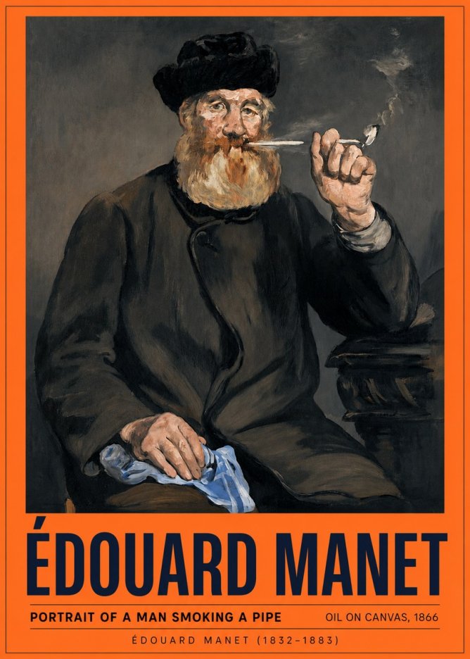 Édouard Manet Portrait of a Man Smoking a Pipe No2 - Plakat