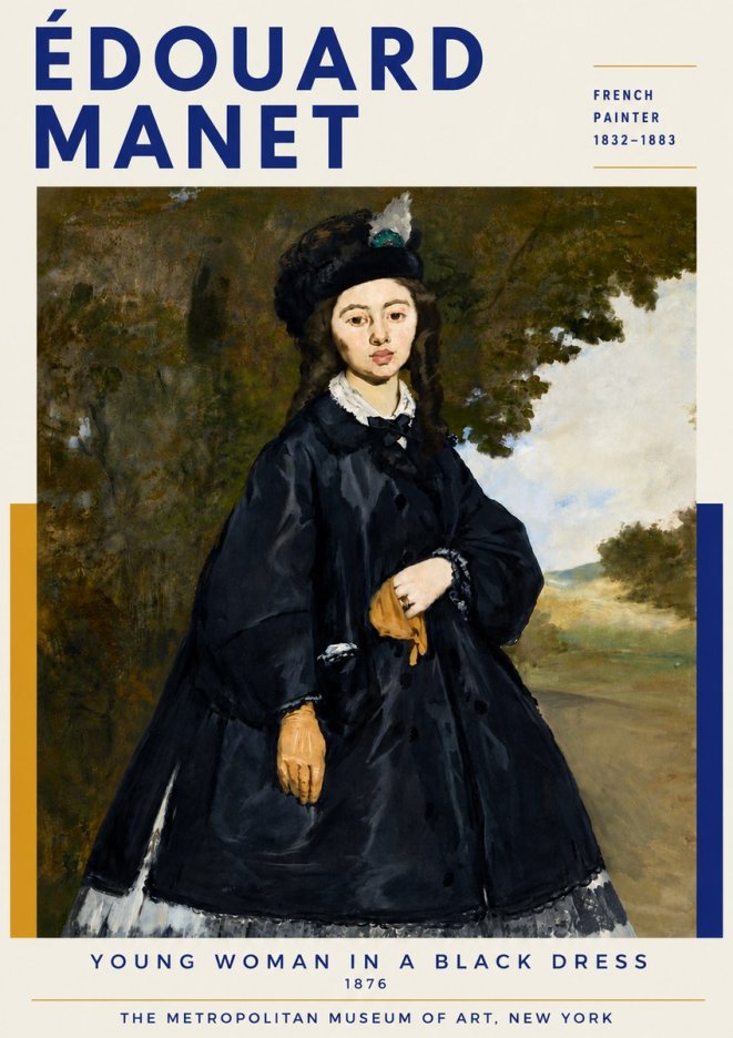 Édouard Manet Young Woman in a Black Dress No6 - Plakat