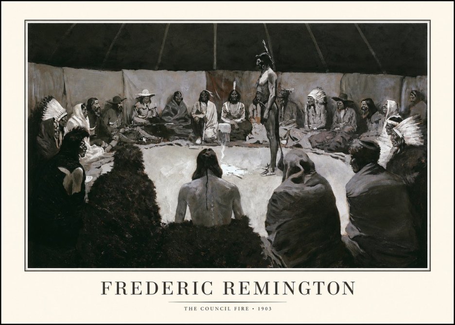 Frederic Remington The Council Fire II No1 - Plakat