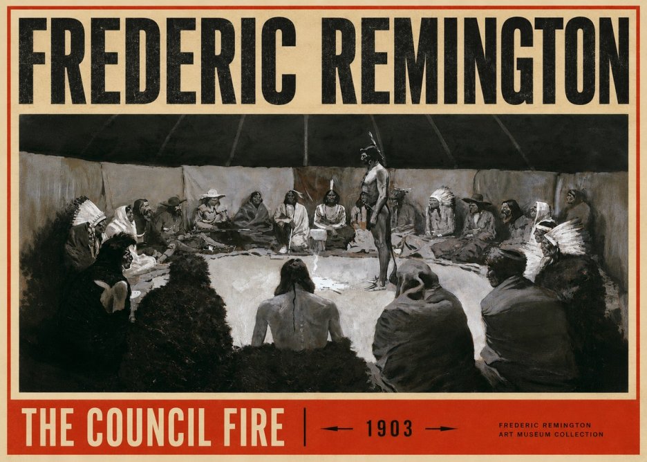 Frederic Remington The Council Fire II No4 - Plakat