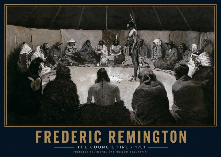 Frederic Remington The Council Fire II No5 - Plakat