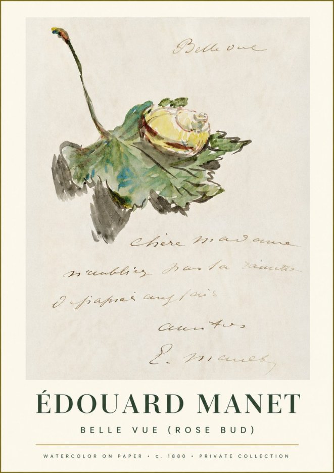 Édouard Manet A Rosebud with Leaf No2 - Plakat