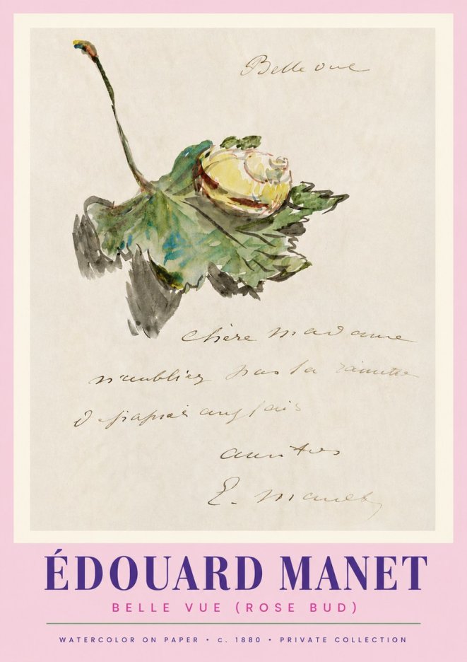 Édouard Manet A Rosebud with Leaf No4 - Plakat